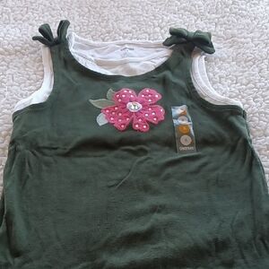 Gymboree Green and Pink Tank Top with Ruffle Straps